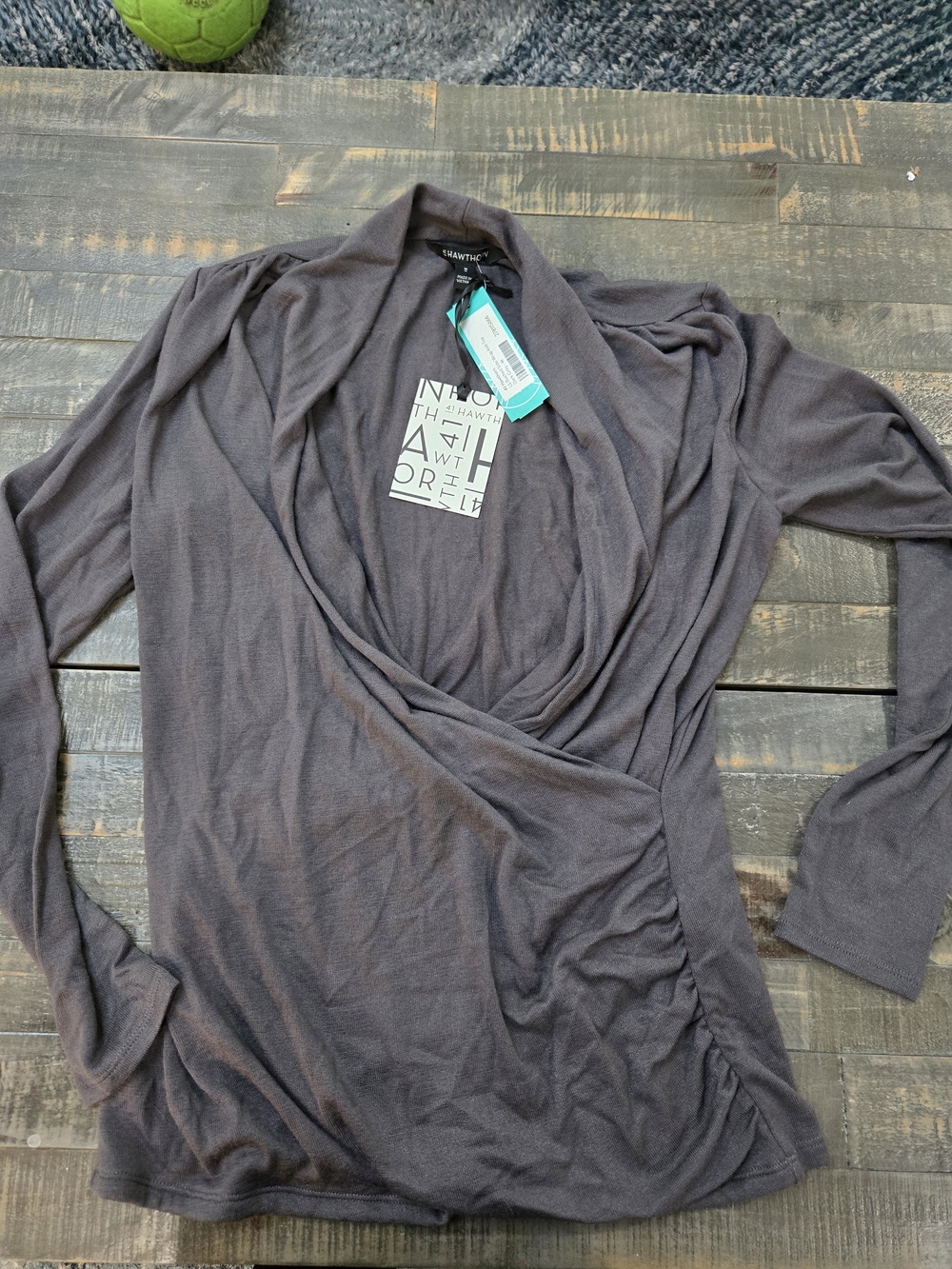 Long Sleeve Cowl Neck Top in Charcoal Gray